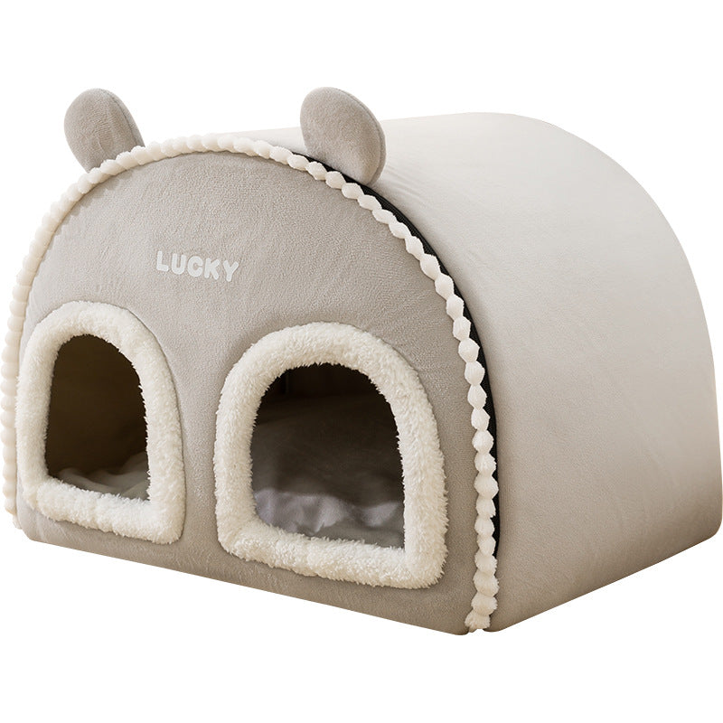 Semi-Enclosed Cat Bed for Multi-Pet Households