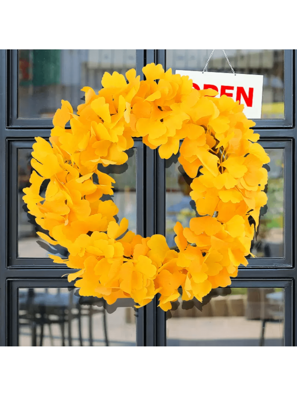 Thanksgiving Faux Ginkgo Leaf Wreath