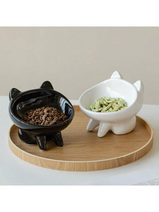 Cute Ceramic Pet Bowl for Cats & Dogs 2pc Set